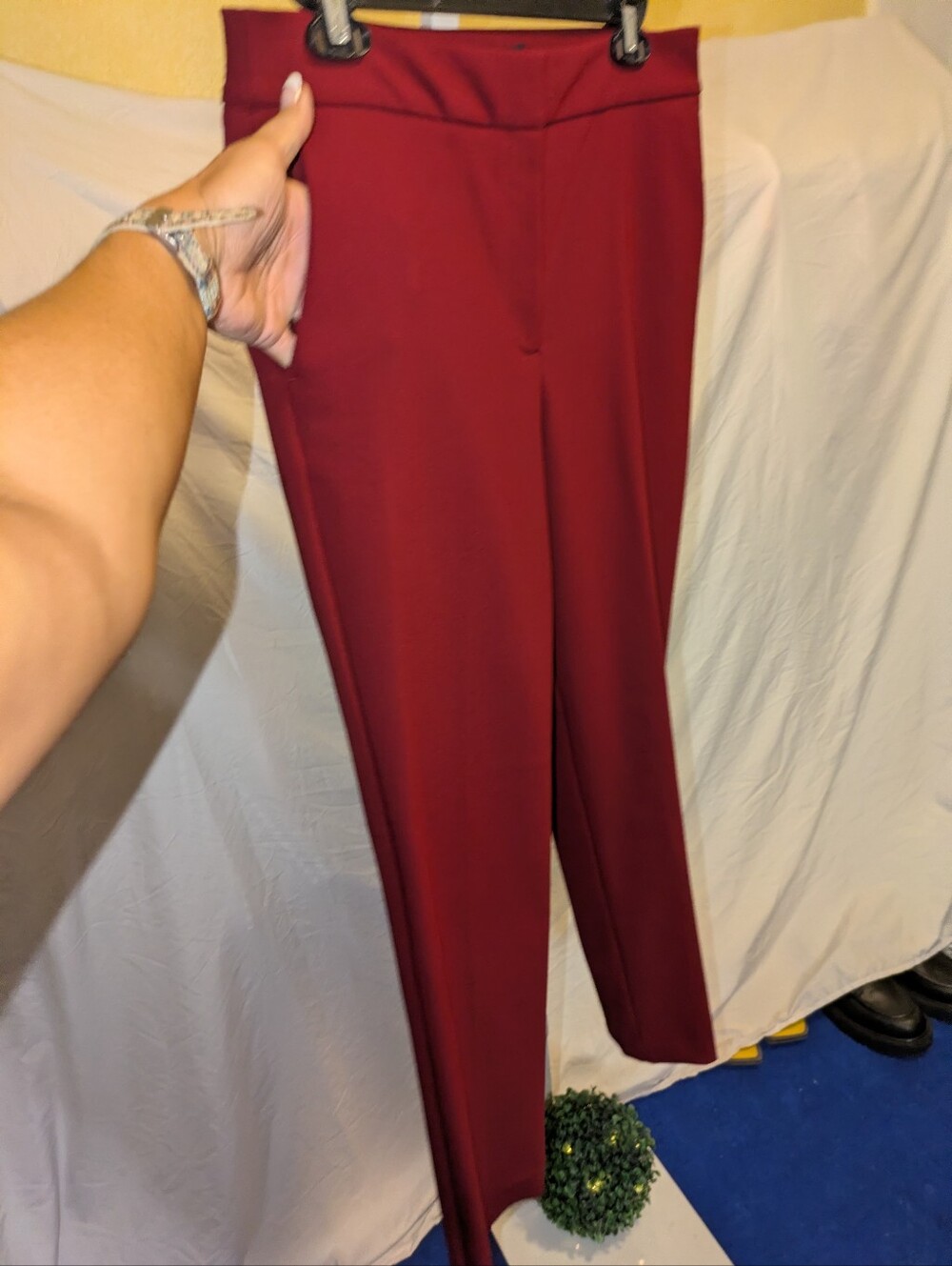 Rachel Zoe Burgundy Stretch Ankle Dress Pants Size 8 High Rise Work Trousers - Picture 7 of 7